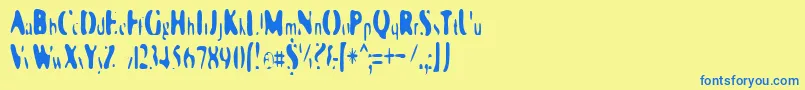 フォントGalaxiaSingularity – 青い文字が黄色の背景にあります。