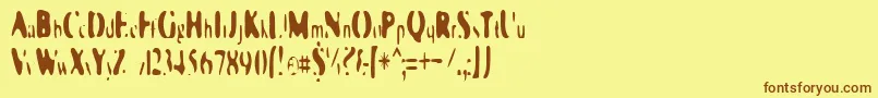 フォントGalaxiaSingularity – 茶色の文字が黄色の背景にあります。