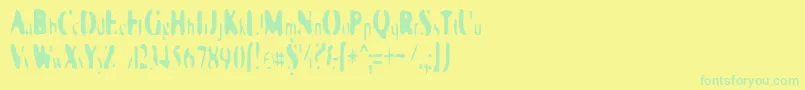 フォントGalaxiaSingularity – 黄色い背景に緑の文字