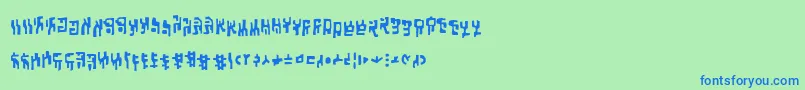 フォントSquiznorbb – 青い文字は緑の背景です。