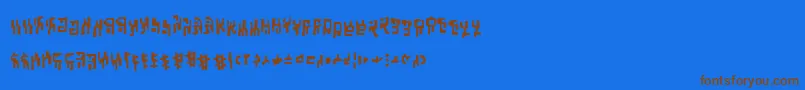 フォントSquiznorbb – 茶色の文字が青い背景にあります。