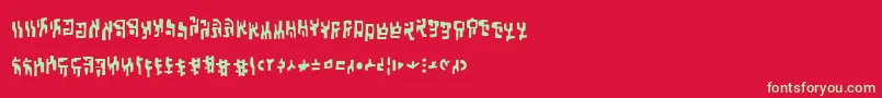 フォントSquiznorbb – 赤い背景に緑の文字