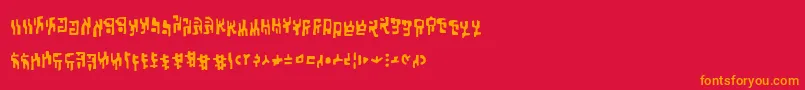 フォントSquiznorbb – 赤い背景にオレンジの文字