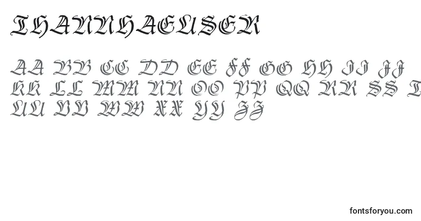 Thannhaeuser-fontti – aakkoset, numerot, erikoismerkit