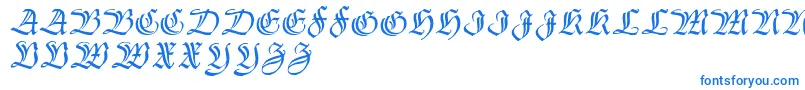 フォントThannhaeuser – 白い背景に青い文字