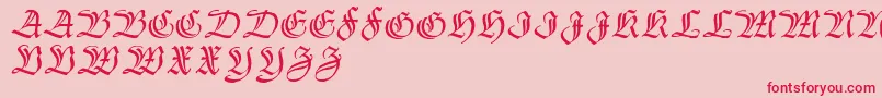 フォントThannhaeuser – ピンクの背景に赤い文字