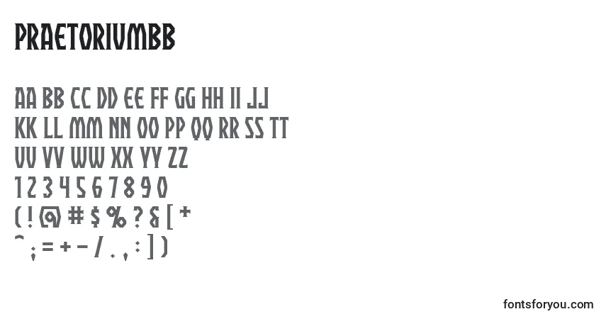 A fonte PraetoriumBb – alfabeto, números, caracteres especiais