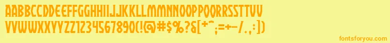 フォントPraetoriumBb – オレンジの文字が黄色の背景にあります。