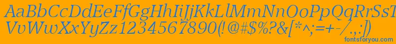 AccoladelhItalic-Schriftart – Blaue Schriften auf orangefarbenem Hintergrund