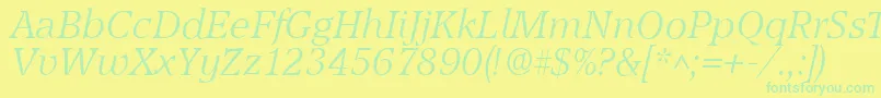 フォントAccoladelhItalic – 黄色い背景に緑の文字