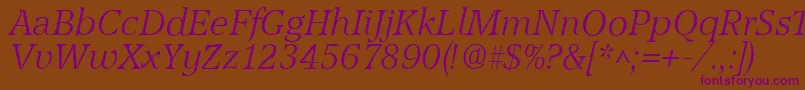 AccoladelhItalic Font – Purple Fonts on Brown Background