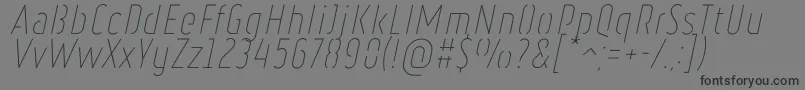 Weitere Informationen zur RulerStencilThinItalic-Schriftart RulerStencilThinItalic-Schriftart – Schwarze Schriften auf grauem Hintergrund