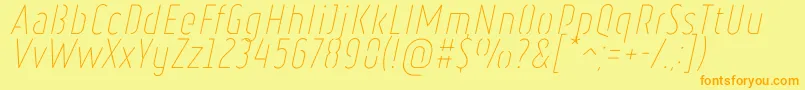 RulerStencilThinItalic-fontti – oranssit fontit keltaisella taustalla