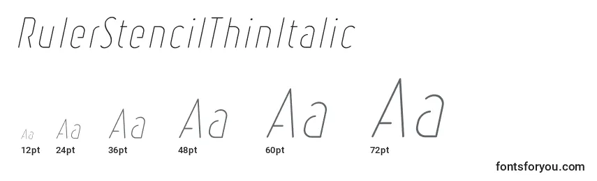 RulerStencilThinItalic Font Sizes
