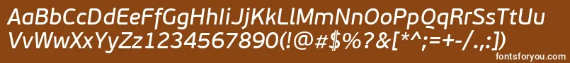 フォントPfbeausansproBbookitalic – 茶色の背景に白い文字