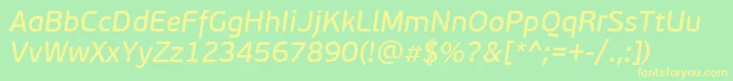 PfbeausansproBbookitalic Font – Yellow Fonts on Green Background