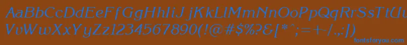 フォントKorinI – 茶色の背景に青い文字