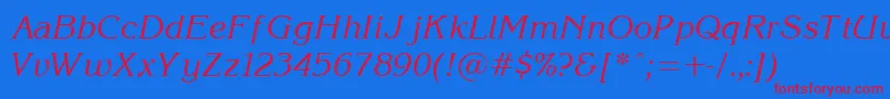 KorinI Font – Red Fonts on Blue Background