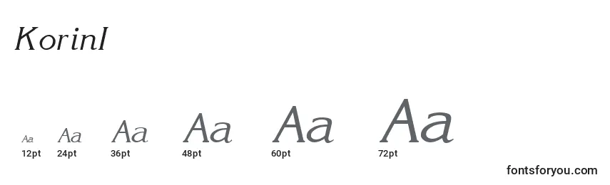 KorinI Font Sizes