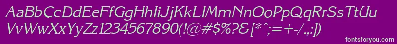 Axckrni-Schriftart – Grüne Schriften auf violettem Hintergrund