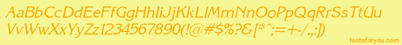 Axckrni-Schriftart – Orangefarbene Schriften auf gelbem Hintergrund