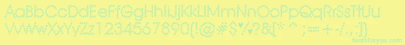 HeartHeaven Font – Green Fonts on Yellow Background