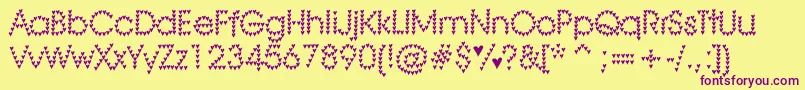 HeartHeaven Font – Purple Fonts on Yellow Background