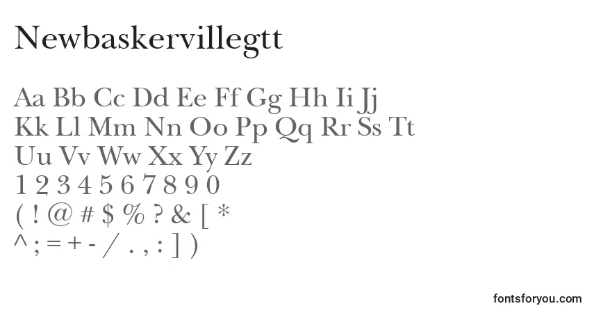Czcionka Newbaskervillegtt – alfabet, cyfry, specjalne znaki