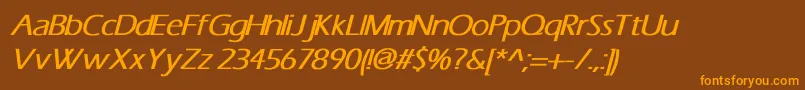 ErasBoldItalic-Schriftart – Orangefarbene Schriften auf braunem Hintergrund