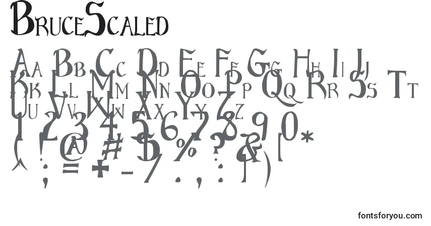A fonte BruceScaled – alfabeto, números, caracteres especiais