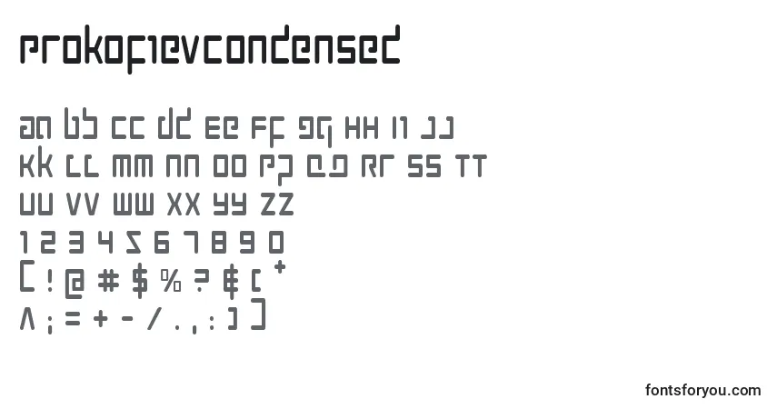 Шрифт ProkofievCondensed – алфавит, цифры, специальные символы