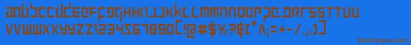フォントProkofievCondensed – 茶色の文字が青い背景にあります。