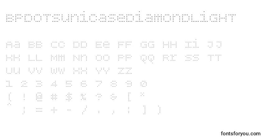 Schriftart Bpdotsunicasediamondlight – Alphabet, Zahlen, spezielle Symbole