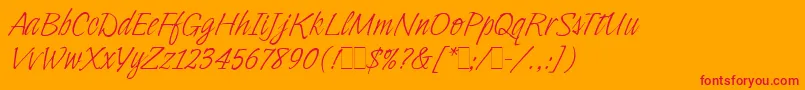 IndyItalicLetPlain.1.0 Font – Red Fonts on Orange Background