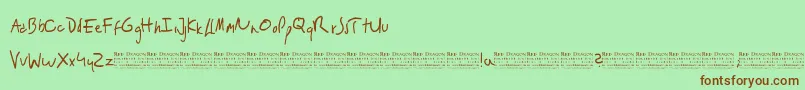 RedDragon-Schriftart – Braune Schriften auf grünem Hintergrund