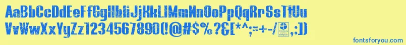 BluefishBlackScratchedDemo Font – Blue Fonts on Yellow Background