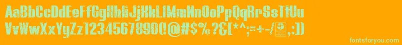 BluefishBlackScratchedDemo-Schriftart – Grüne Schriften auf orangefarbenem Hintergrund