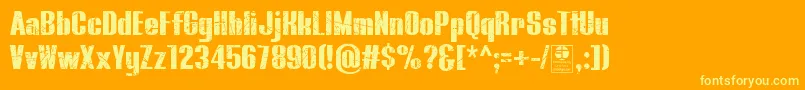 BluefishBlackScratchedDemo Font – Yellow Fonts on Orange Background