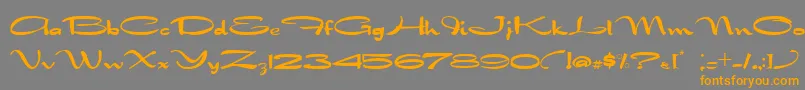 フォントNadejdaB – オレンジの文字は灰色の背景にあります。