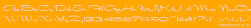 NadejdaB-Schriftart – Rosa Schriften auf orangefarbenem Hintergrund