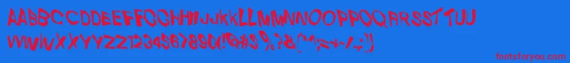 VtcDizplacedRegular Font – Red Fonts on Blue Background