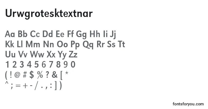 A fonte Urwgrotesktextnar – alfabeto, números, caracteres especiais