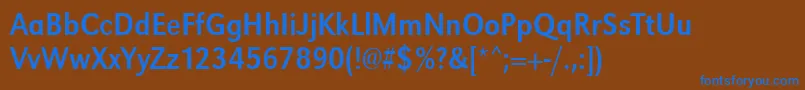 Urwgrotesktextnar-Schriftart – Blaue Schriften auf braunem Hintergrund