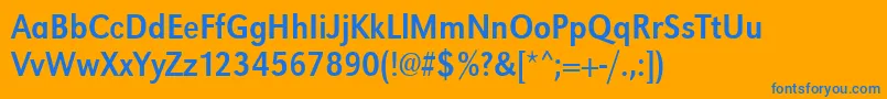 Urwgrotesktextnar-Schriftart – Blaue Schriften auf orangefarbenem Hintergrund