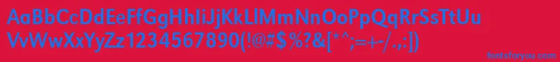 Fonte Urwgrotesktextnar – fontes azuis em um fundo vermelho
