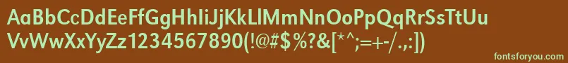 Urwgrotesktextnar-Schriftart – Grüne Schriften auf braunem Hintergrund