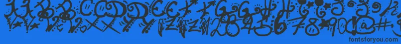 InvisibleHorizons-Schriftart – Schwarze Schriften auf blauem Hintergrund