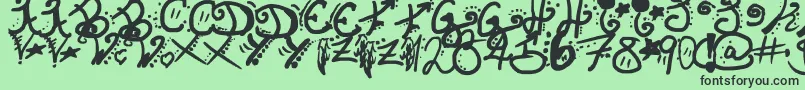 フォントInvisibleHorizons – 緑の背景に黒い文字