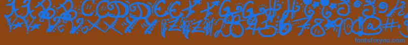 フォントInvisibleHorizons – 茶色の背景に青い文字