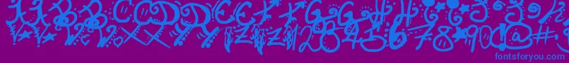 InvisibleHorizons-fontti – siniset fontit violetilla taustalla